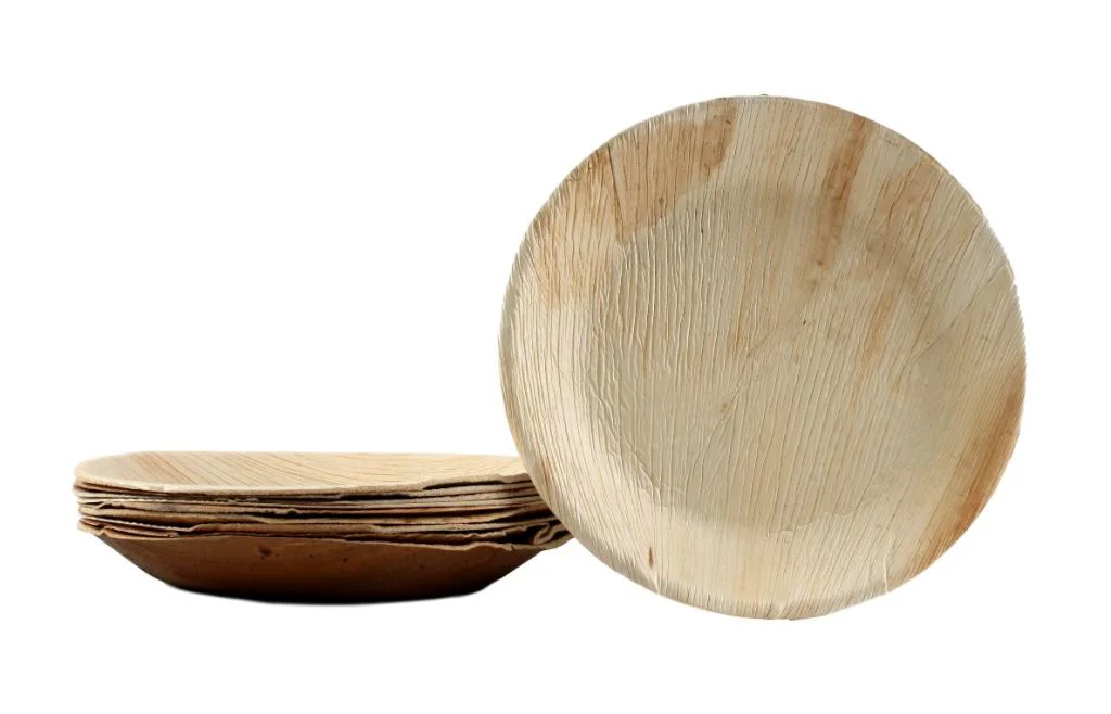 100x runder Teller aus Palmblatt Größe 25 cm