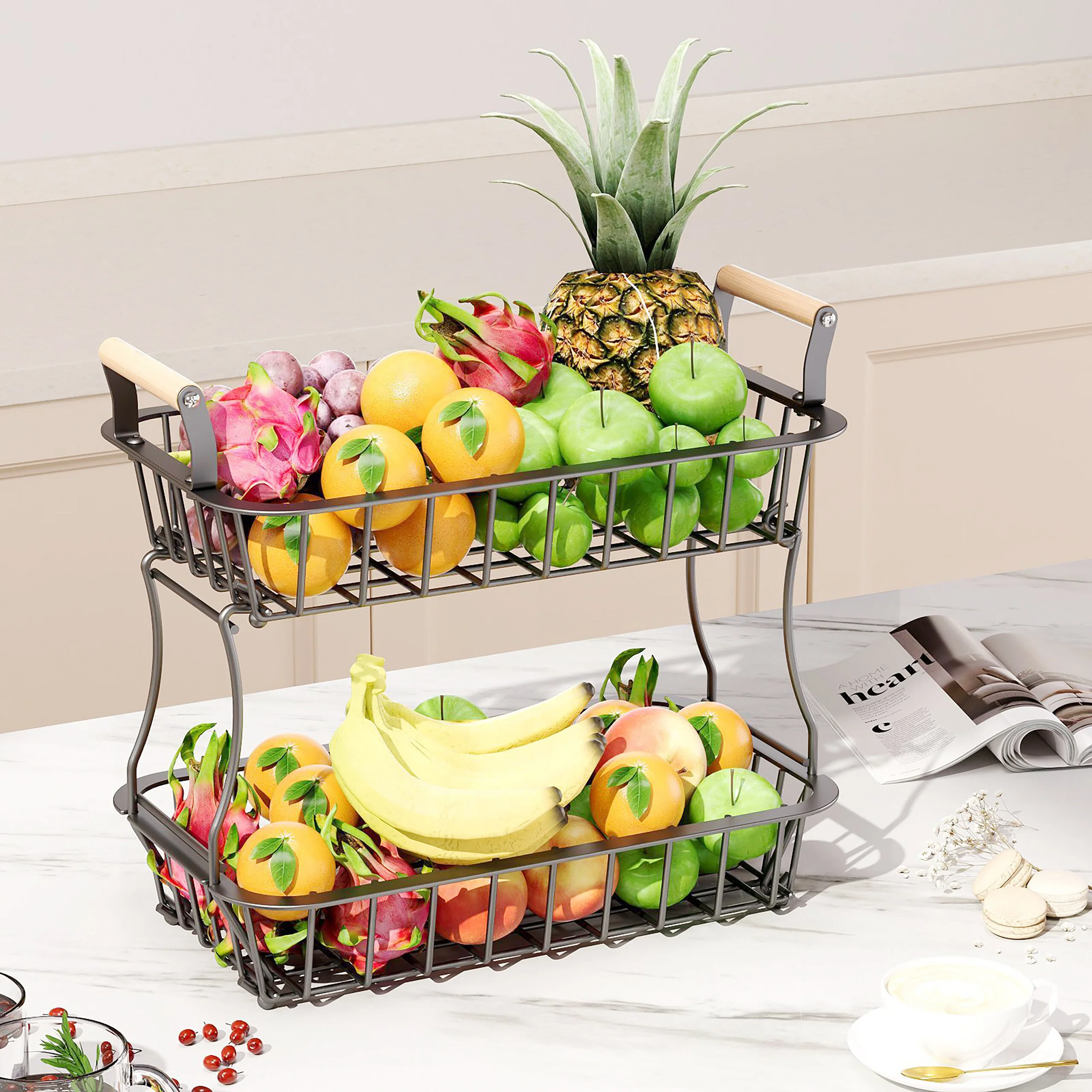 2-stöckiger Obstkorb mit Griffen - Image 3