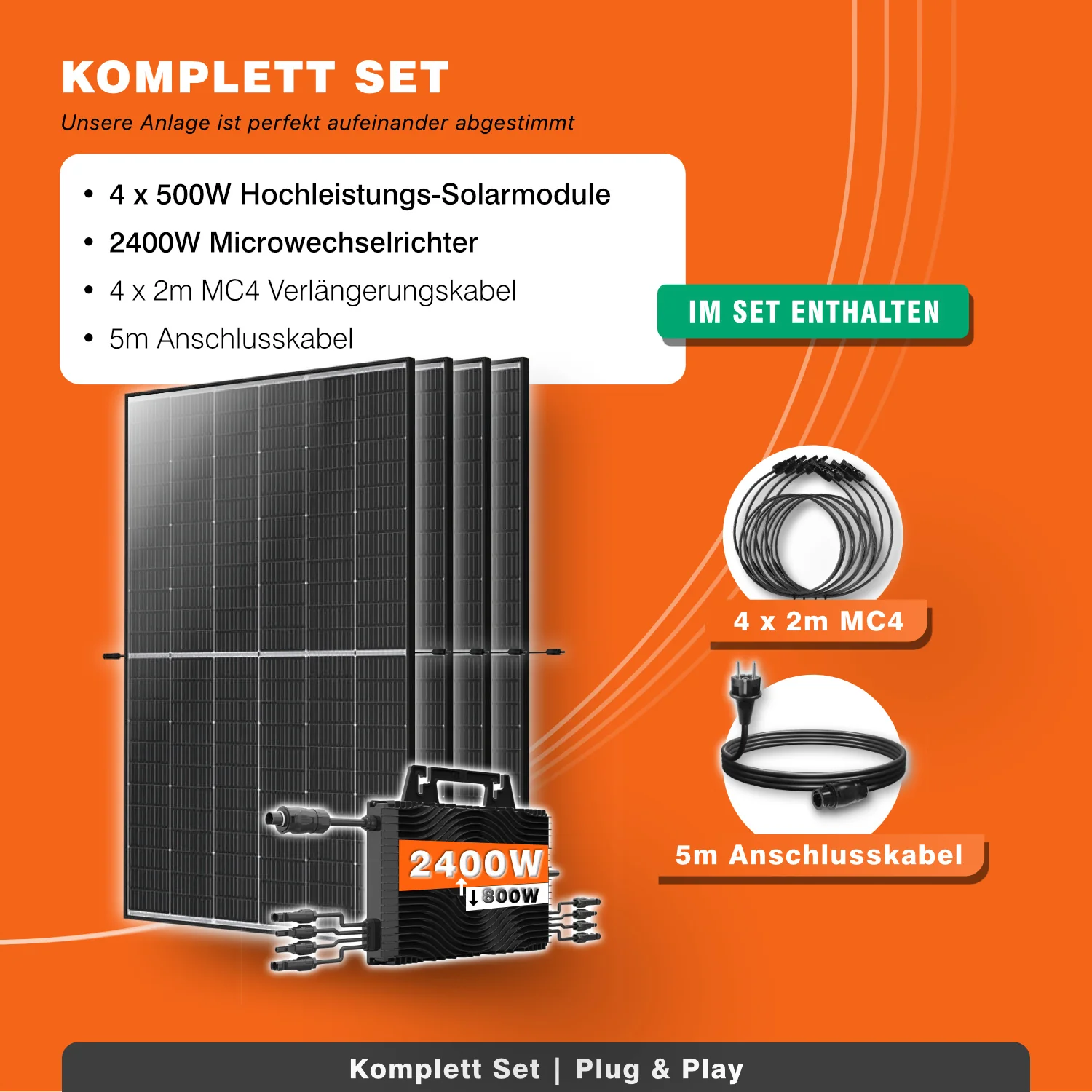 2000W Balkonkraftwerk Set 4 Module - 500W bifaziale Solarmodule + 2400W Wechselrichter - WiFi - Image 6
