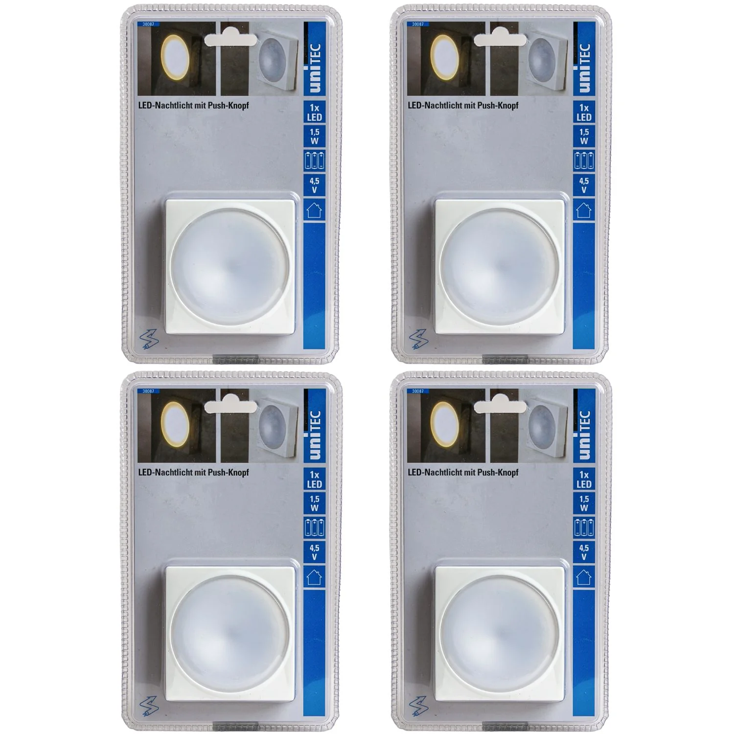 4x LED-Nachtlicht mit Push-Knopf Batteriebetrieben - Image 2