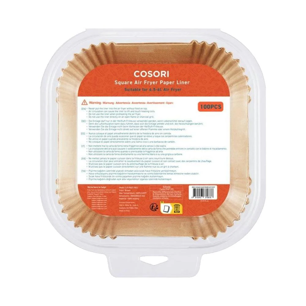 Cosori 6,0-Liter-Vierkant-Luftfritteuse, Papiereinlage, 230°C, Öl- & Wasserfest - Image 2
