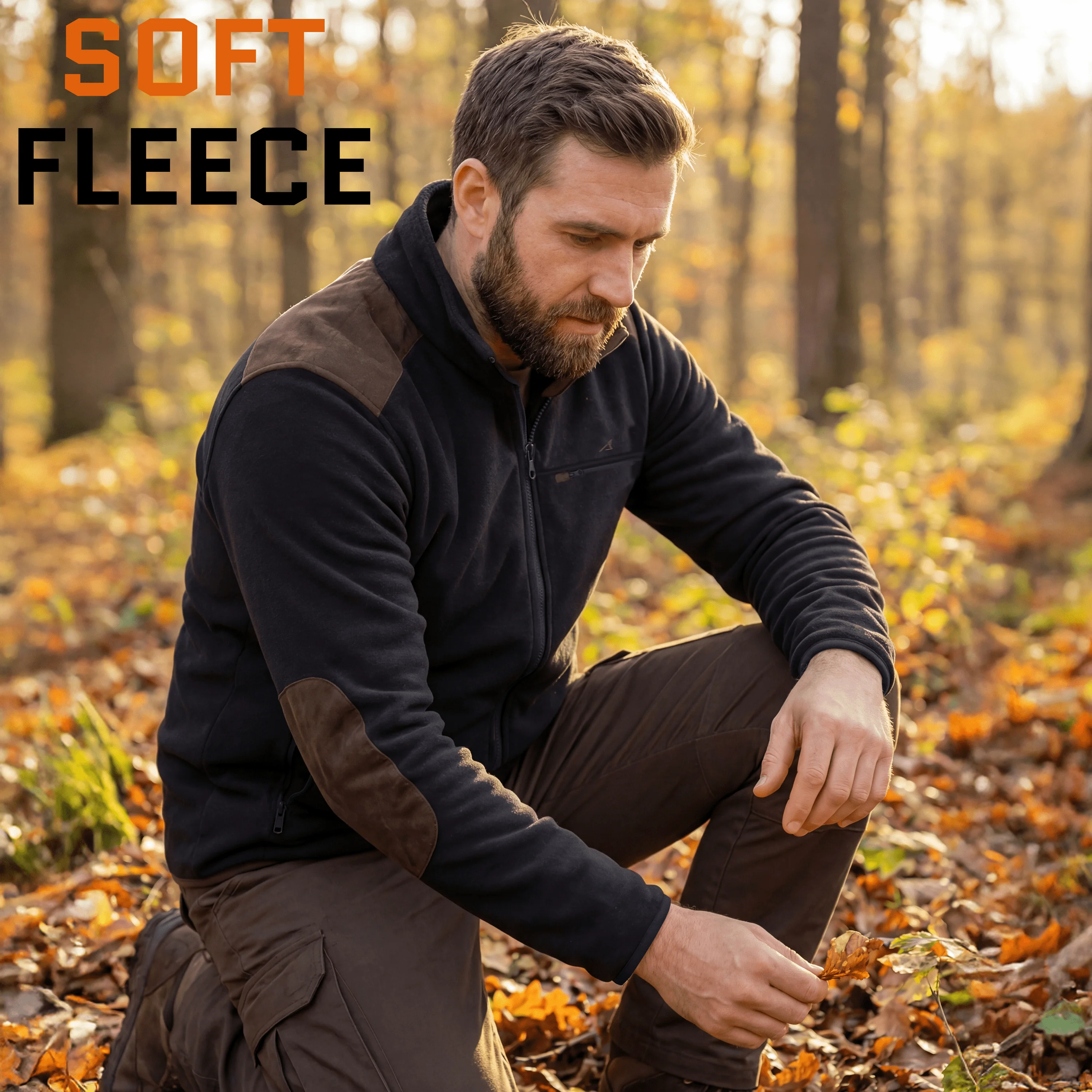 ACE Schakal Jäger-Fleecejacke für Herren - Outdoor-Jacke aus Fleece für Männer - Oliv - Image 4
