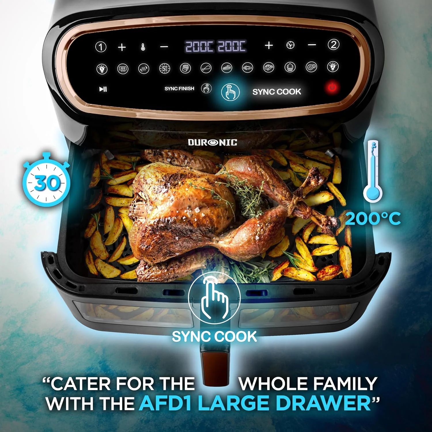 AF34 WE Heißluftfritteuse 10L Fritteuse Dual Zone Airfryer Sync Cook - Image 12