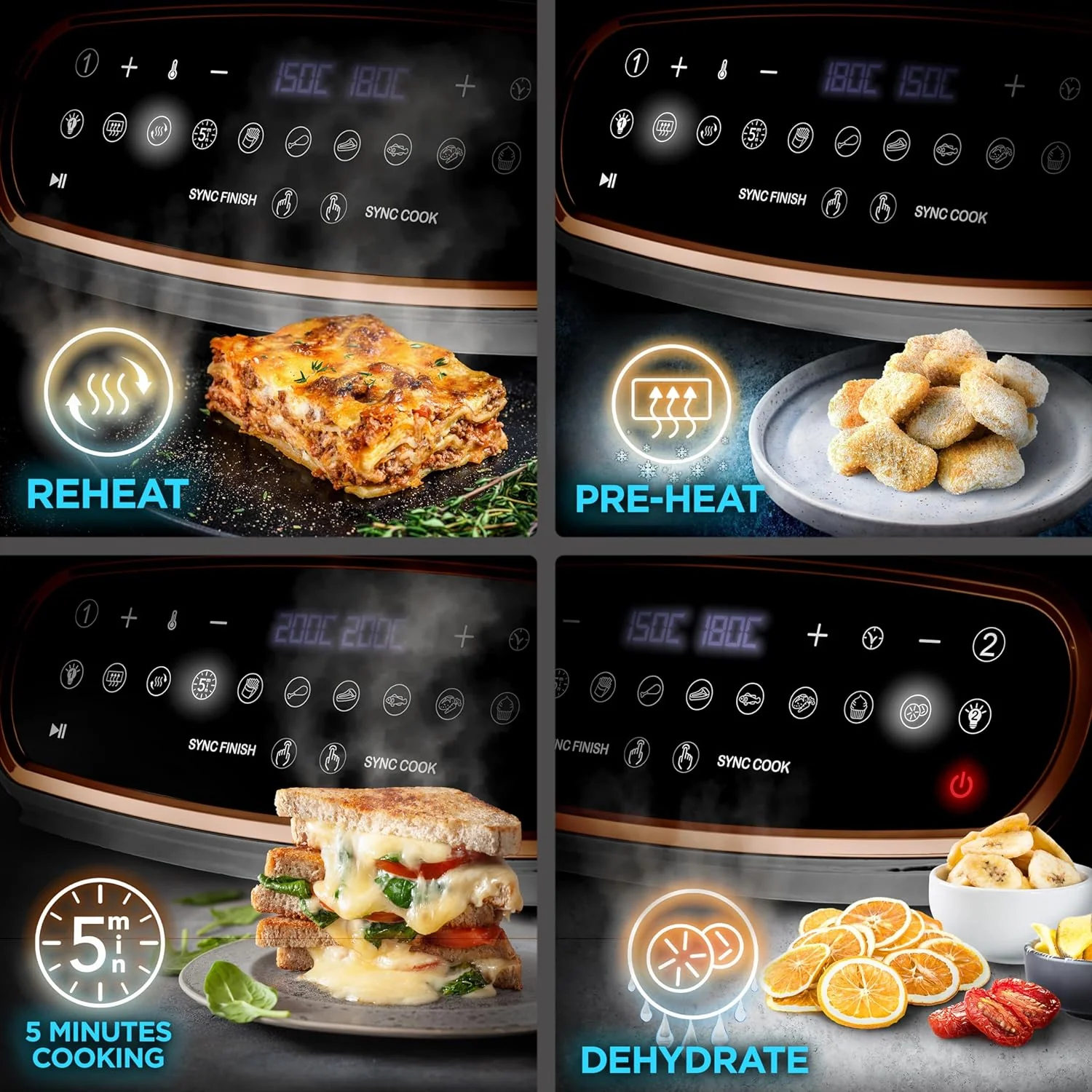 AF34 WE Heißluftfritteuse 10L Fritteuse Dual Zone Airfryer Sync Cook - Image 15