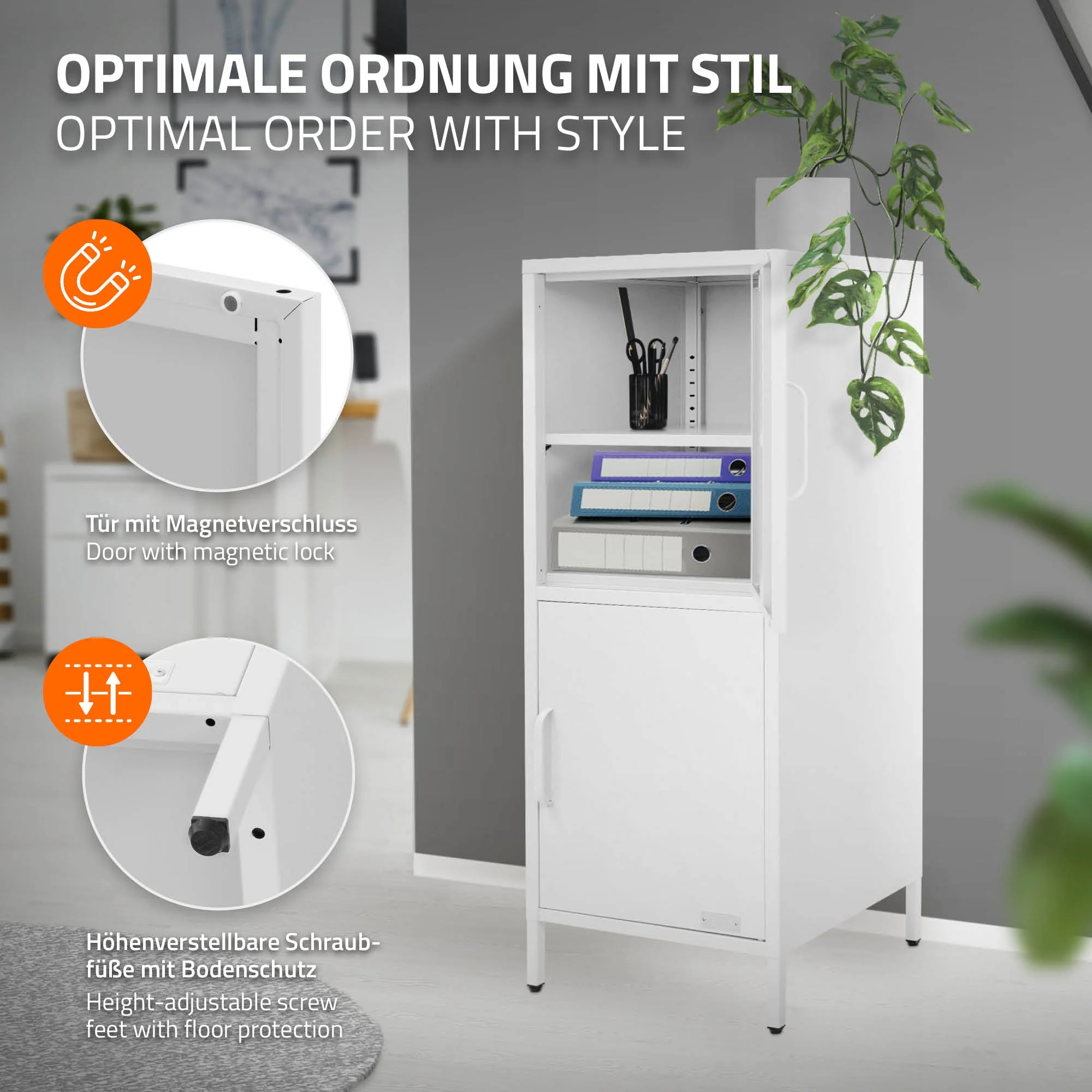 Aktenschrank aus Stahl 40x101,5x40 cm mit 2 Türen und verstellbaren Regalböden - Image 14