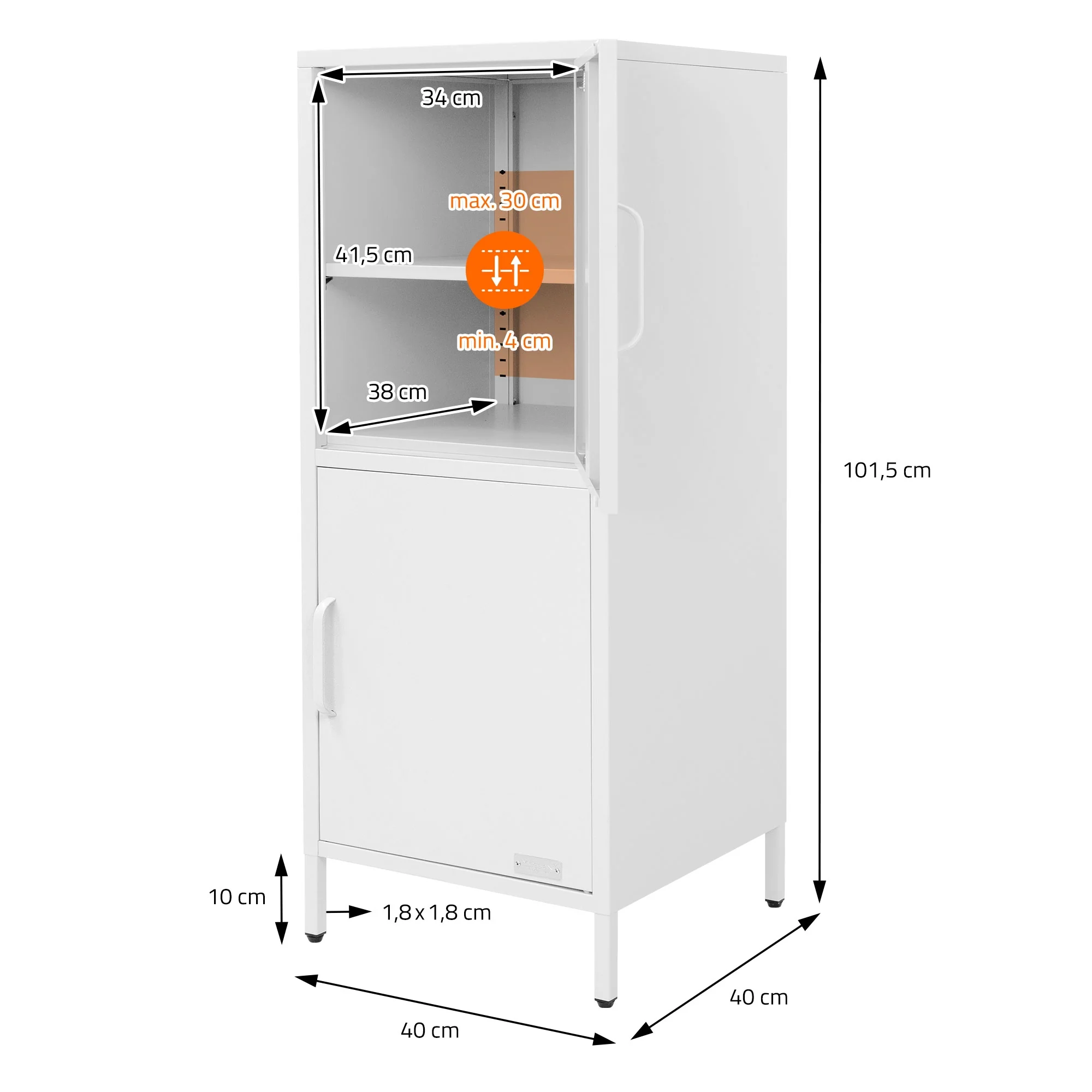 Aktenschrank aus Stahl 40x101,5x40 cm mit 2 Türen und verstellbaren Regalböden - Image 16