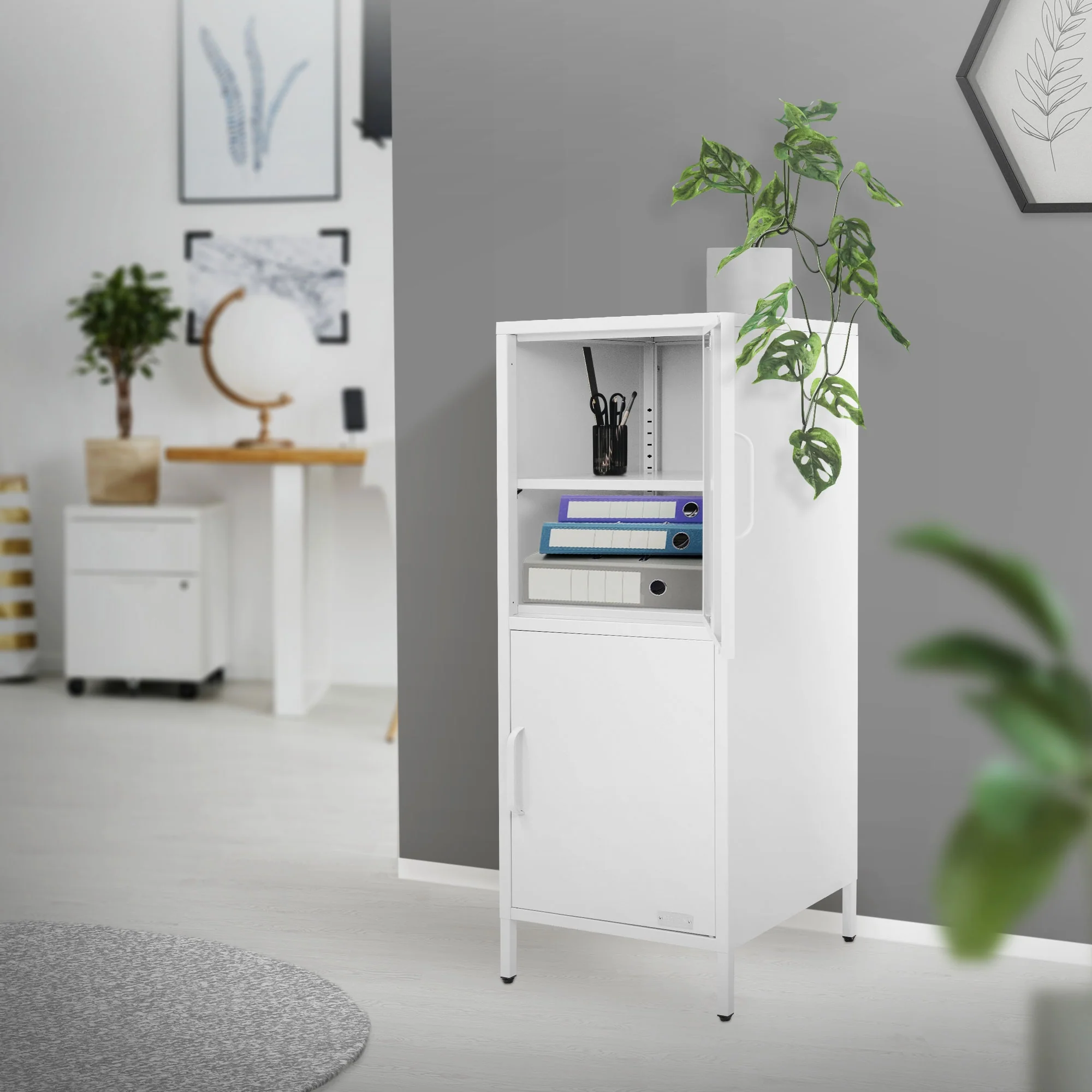 Aktenschrank aus Stahl 40x101,5x40 cm mit 2 Türen und verstellbaren Regalböden - Image 17