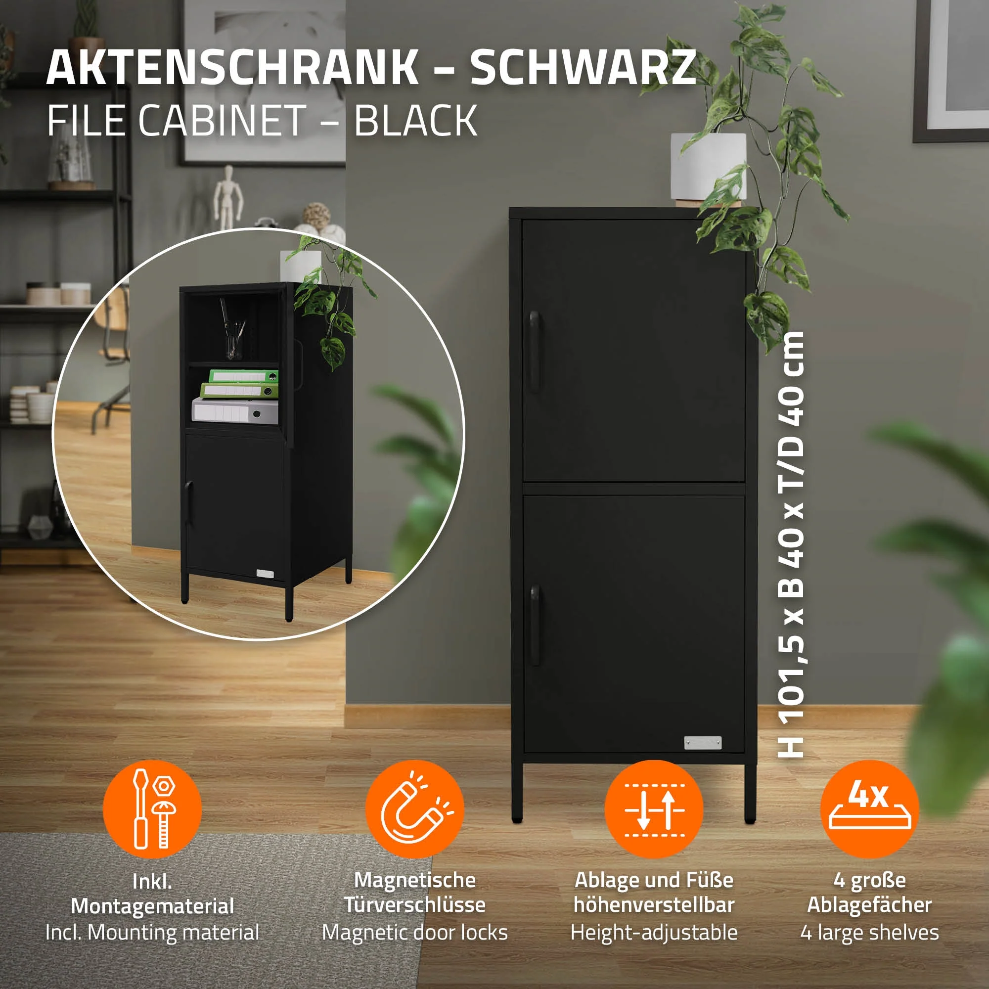 Aktenschrank aus Stahl 40x101,5x40 cm mit 2 Türen und verstellbaren Regalböden - Image 19