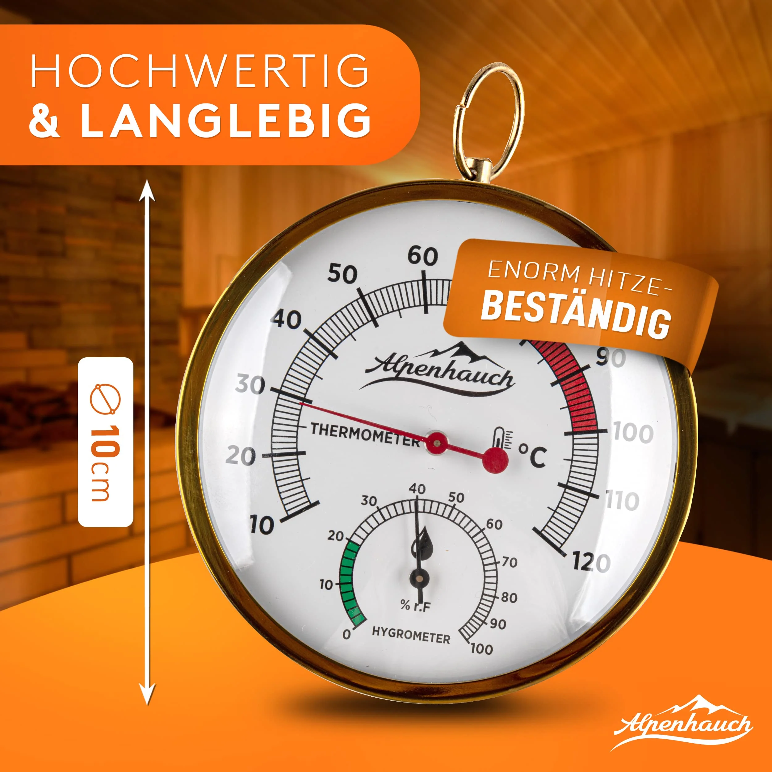 ALPENHAUCH Sauna Thermometer Hygrometer Holz [2in1 Funktion] - Besonders präzises - Image 3
