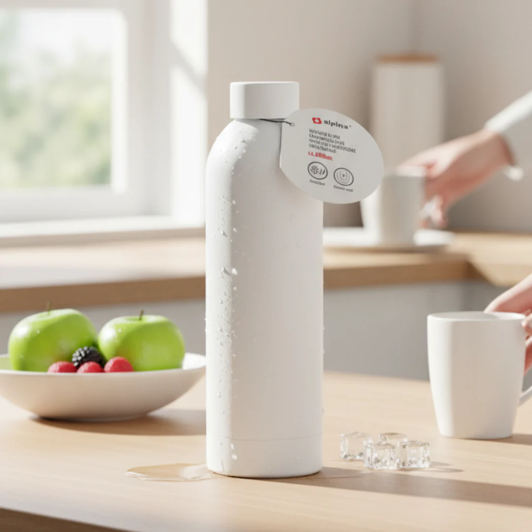 ALPINA Alu Trinkflasche 600ml Weiß Flasche Wasserflasche Thermosflasche Outdoor - Image 2
