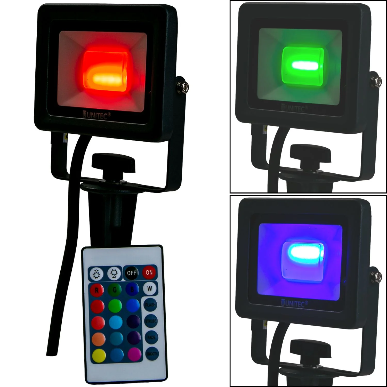 Alu LED Strahler IP65 Farbwechsel mit Halterung + Erdspieß - Image 3