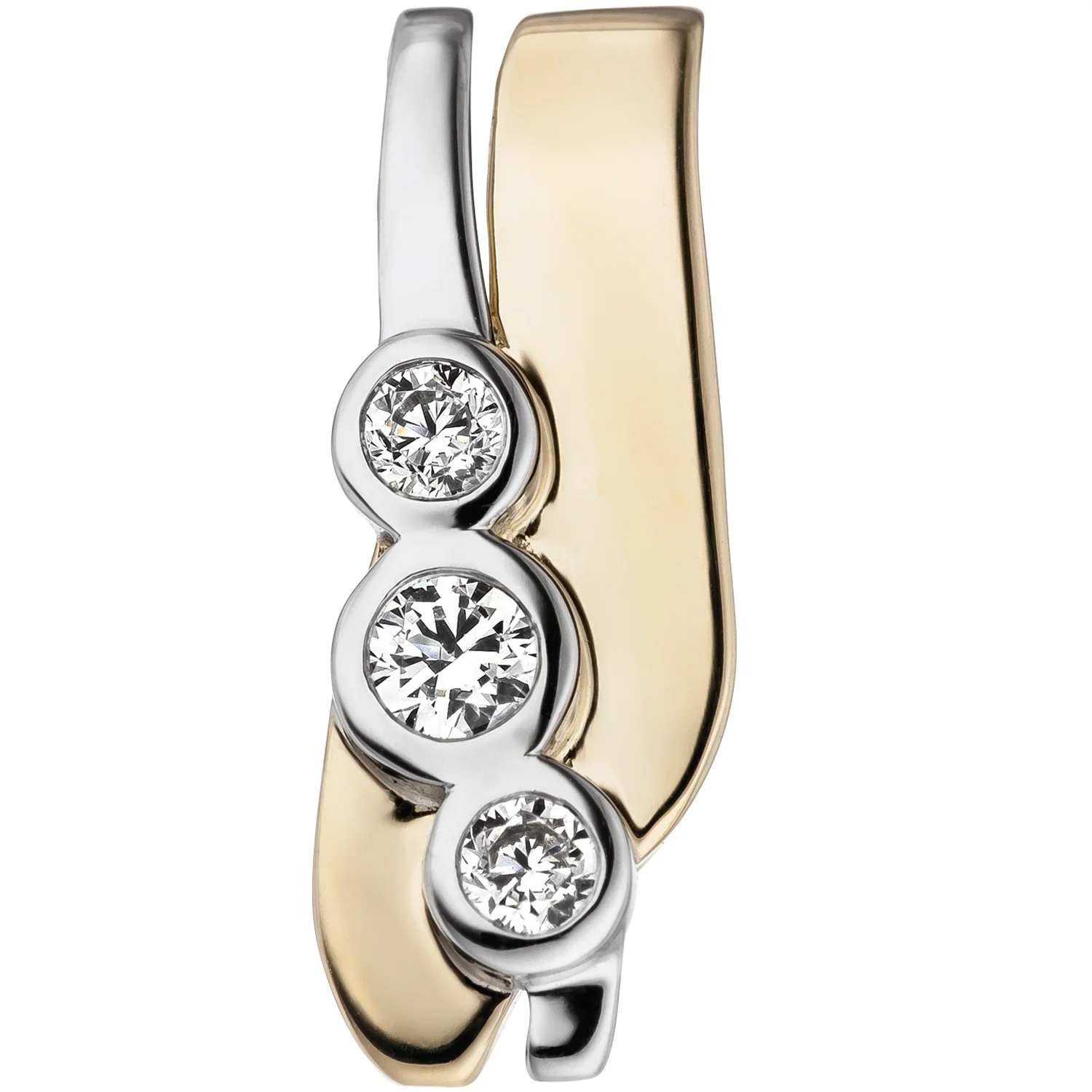 Anhänger 333 Gold Gelbgold Weißgold bicolor 3 Zirkonia Goldanhänger - Image 2