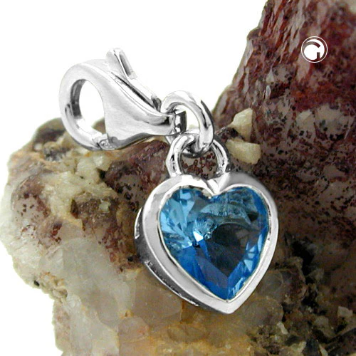 Anhänger, Charm Herz Zirkonia Silber 925