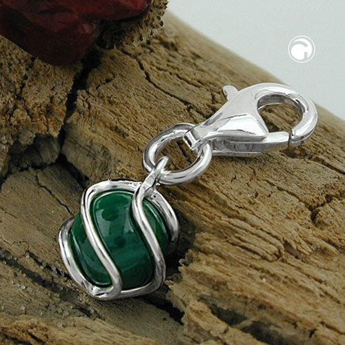 Anhänger Charm Malachit 6mm umwickelt Silber 925 - Image 2