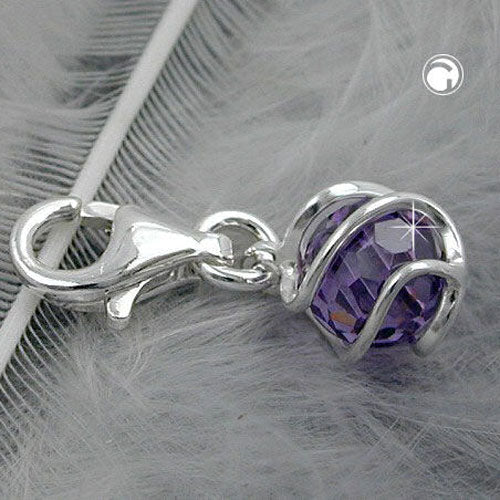 Anhänger Charm Zirkonia amethyst umwickelt Silber 925 - Image 2