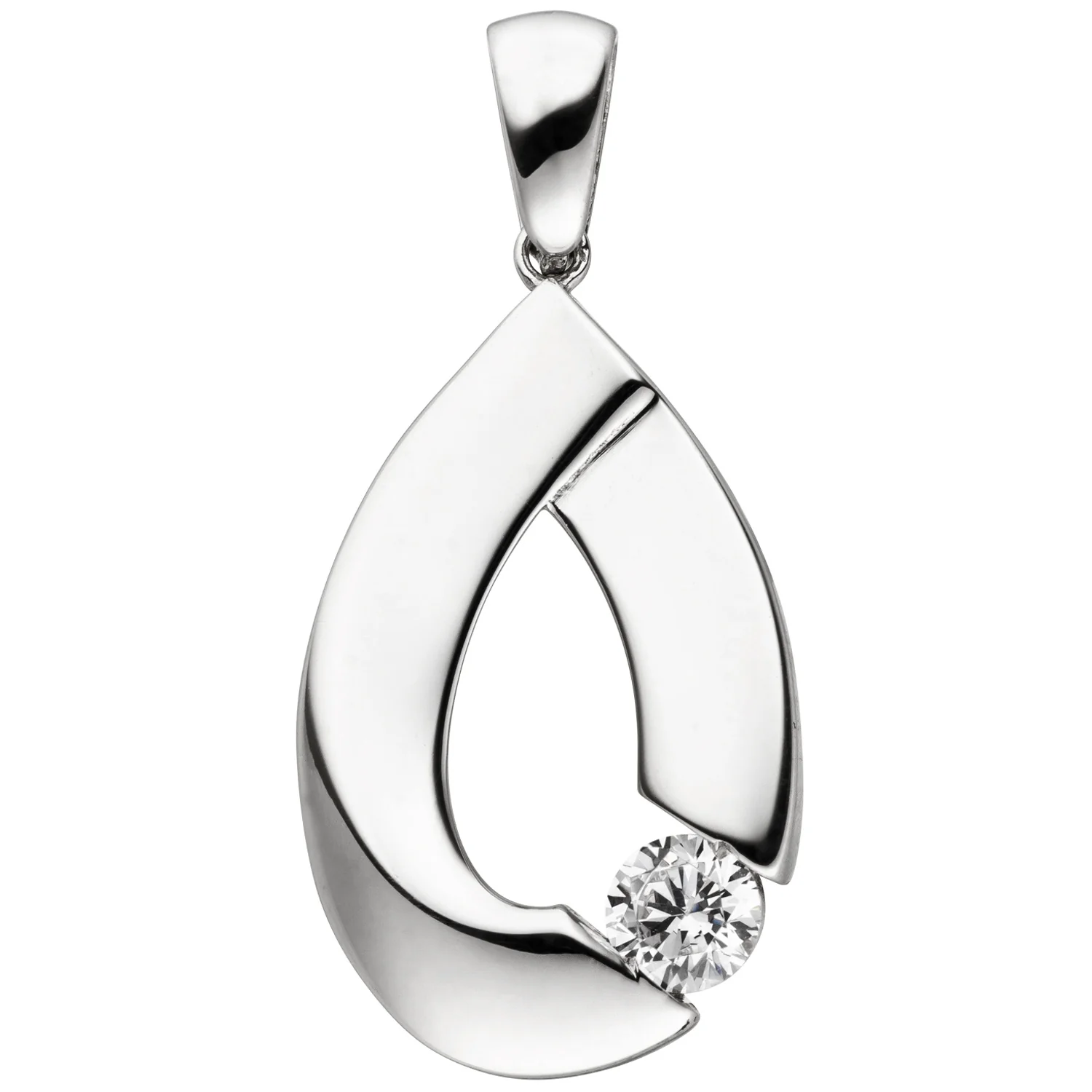 Anhänger Tropfen 925 Sterling Silber 1 Zirkonia Silberanhänger - Image 2