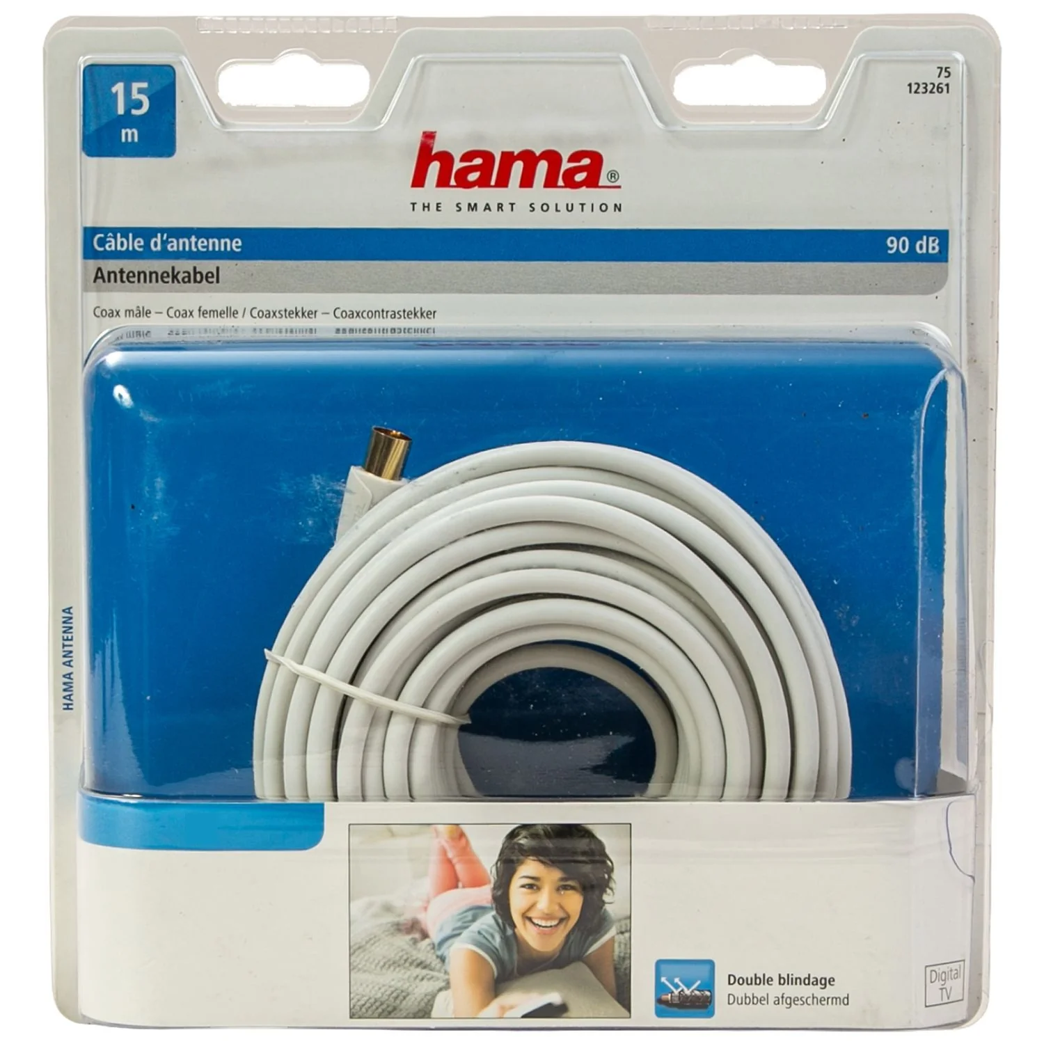 Antennen-Kabel 15m 90dB Filter vergoldet Weiß - Image 5