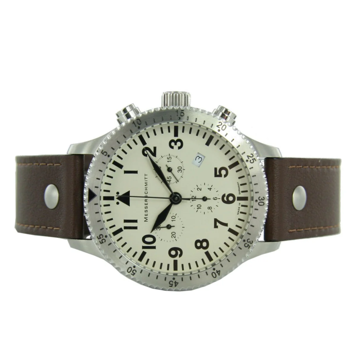 Aristo Herren Messerschmitt Uhr Chronograph Fliegeruhr ME-5030BEIGE - Image 2