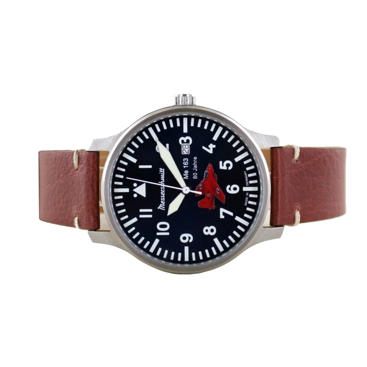 Aristo Herren Messerschmitt Uhr Fliegeruhr - Komet 80 Jahre - ME163-BLAU80 Leder - Image 2