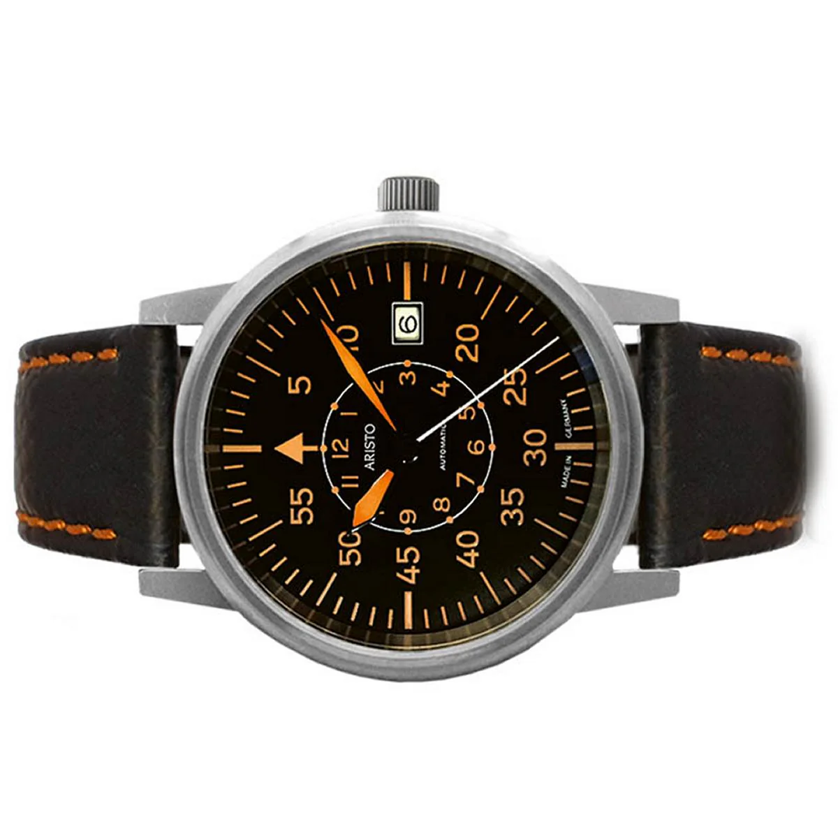 Aristo Herren Uhr Armbanduhr Fliegeruhr 38 Pilot Automatik 3H227-L Leder - Image 2