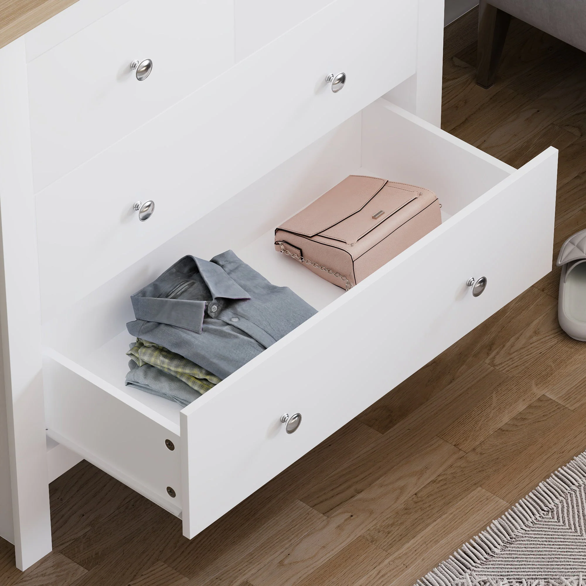 Arlington Grau & Eiche Kommode mit 4 Schubladen – Moderne Schlafzimmermöbel im Shaker-Stil - Image 12