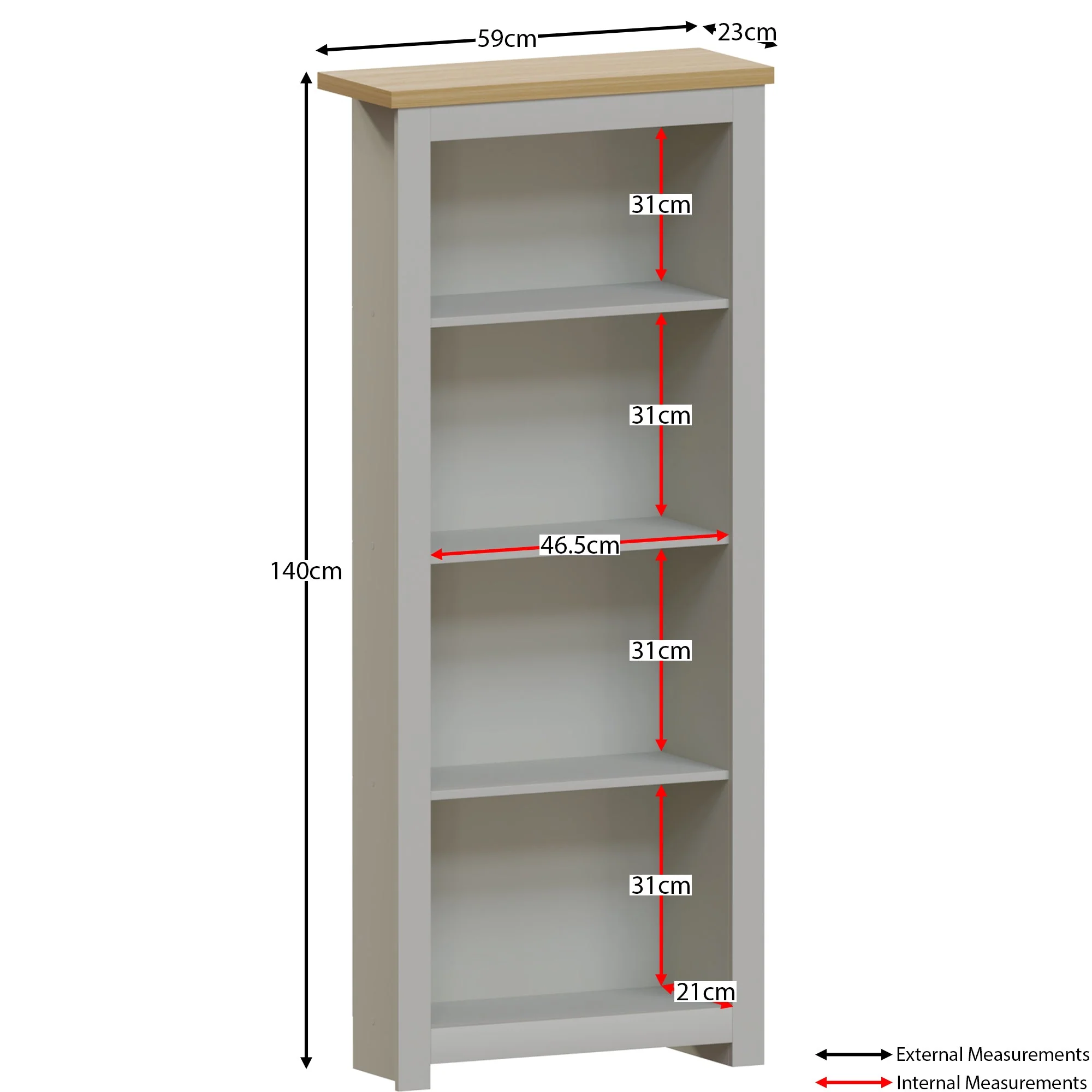 Arlington Graues 4-stufiges Bücherregal – Modernes Regal mit Ablagefächern - Image 3