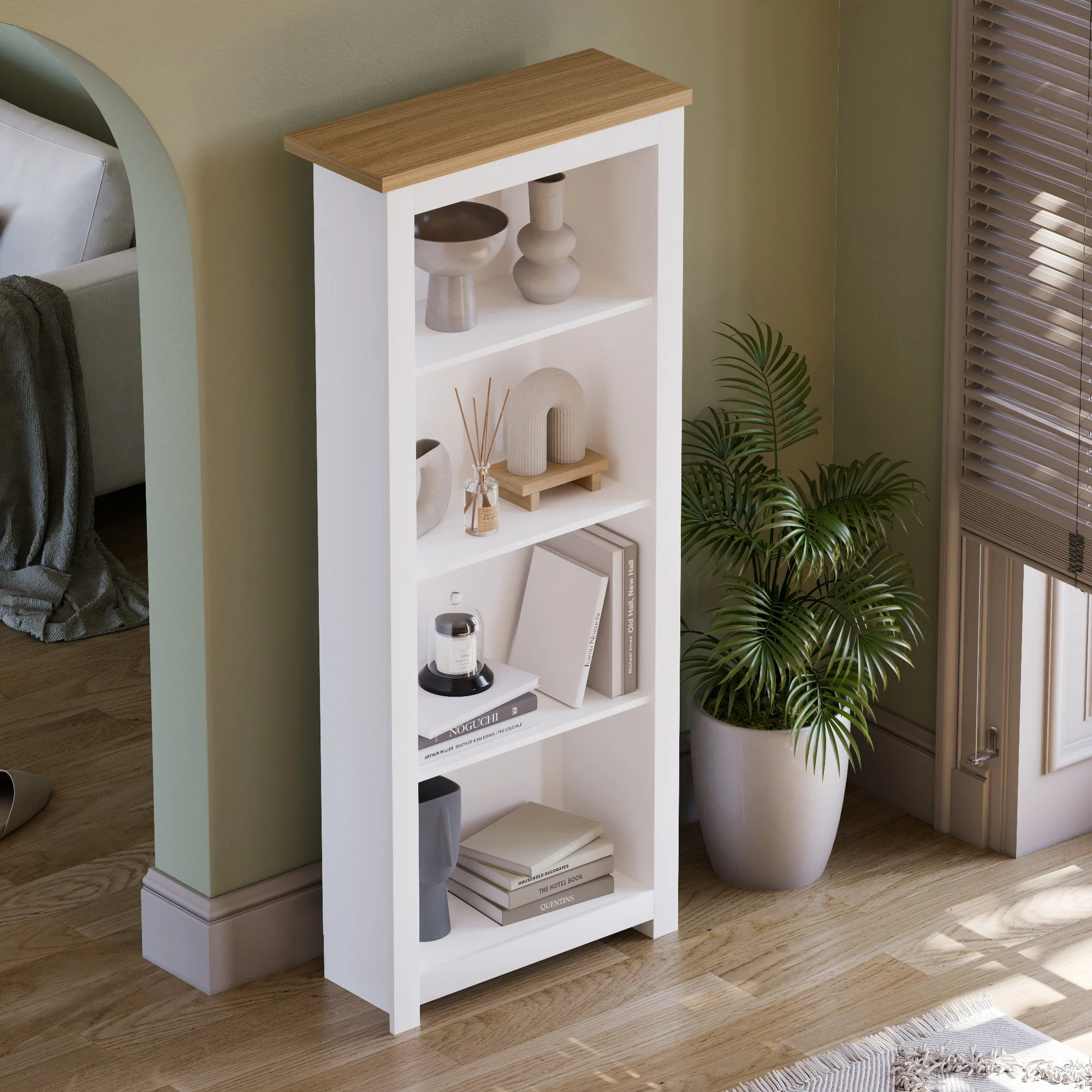 Arlington Graues 4-stufiges Bücherregal – Modernes Regal mit Ablagefächern - Image 9