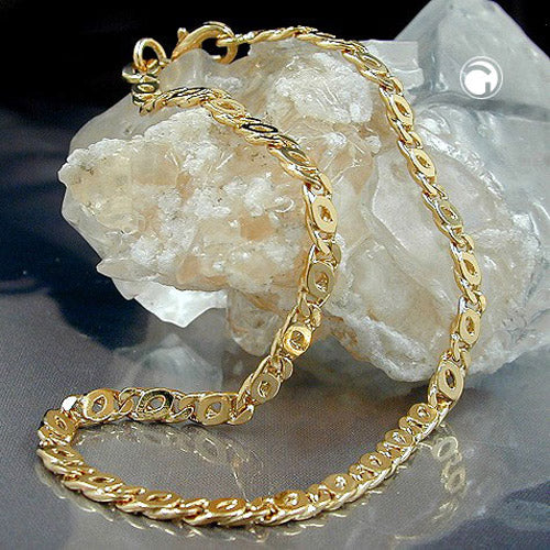 Armband 3mm Tigerauge zweifach diamantiert vergoldet AMD 21cm