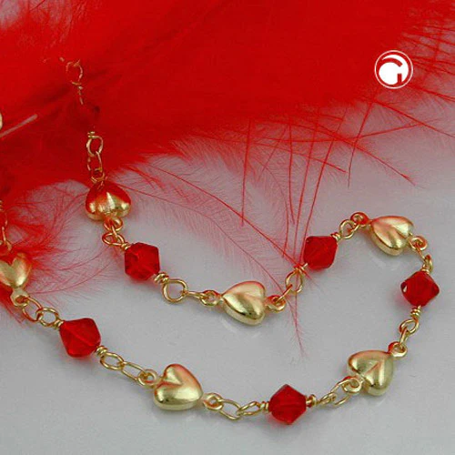 Armband 5mm Fantasie Herz und Glasperle rot AMD 19cm - Image 2