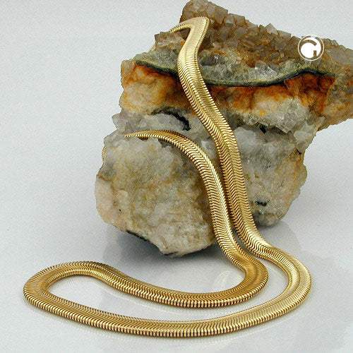Armband 6x2mm Schlange flach glänzend vergoldet AMD 21cm