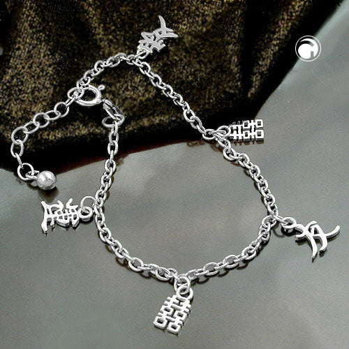 Armband Ankerkette mit chinesischen Zeichen Silber 925 16cm