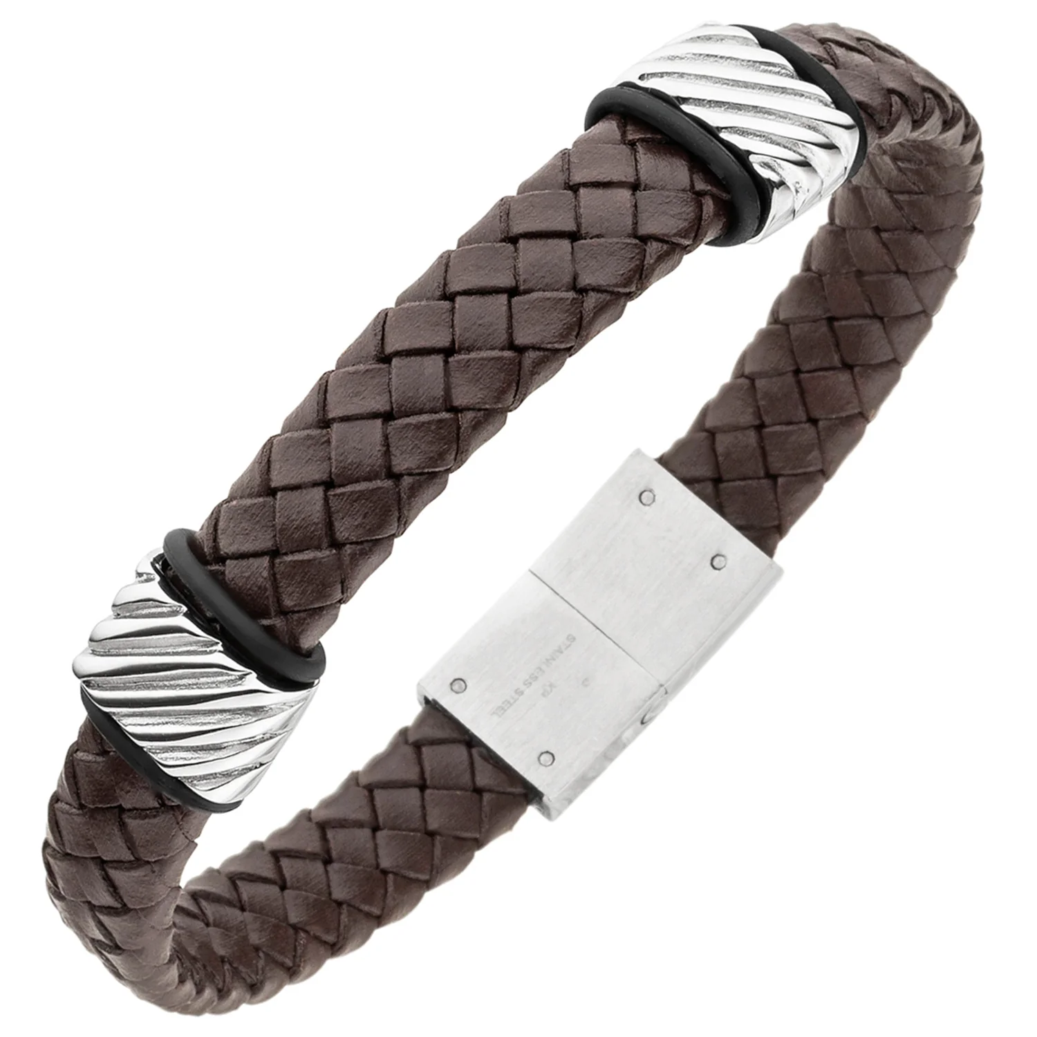 Armband Leder braun mit Edelstahl 21 cm - Image 2