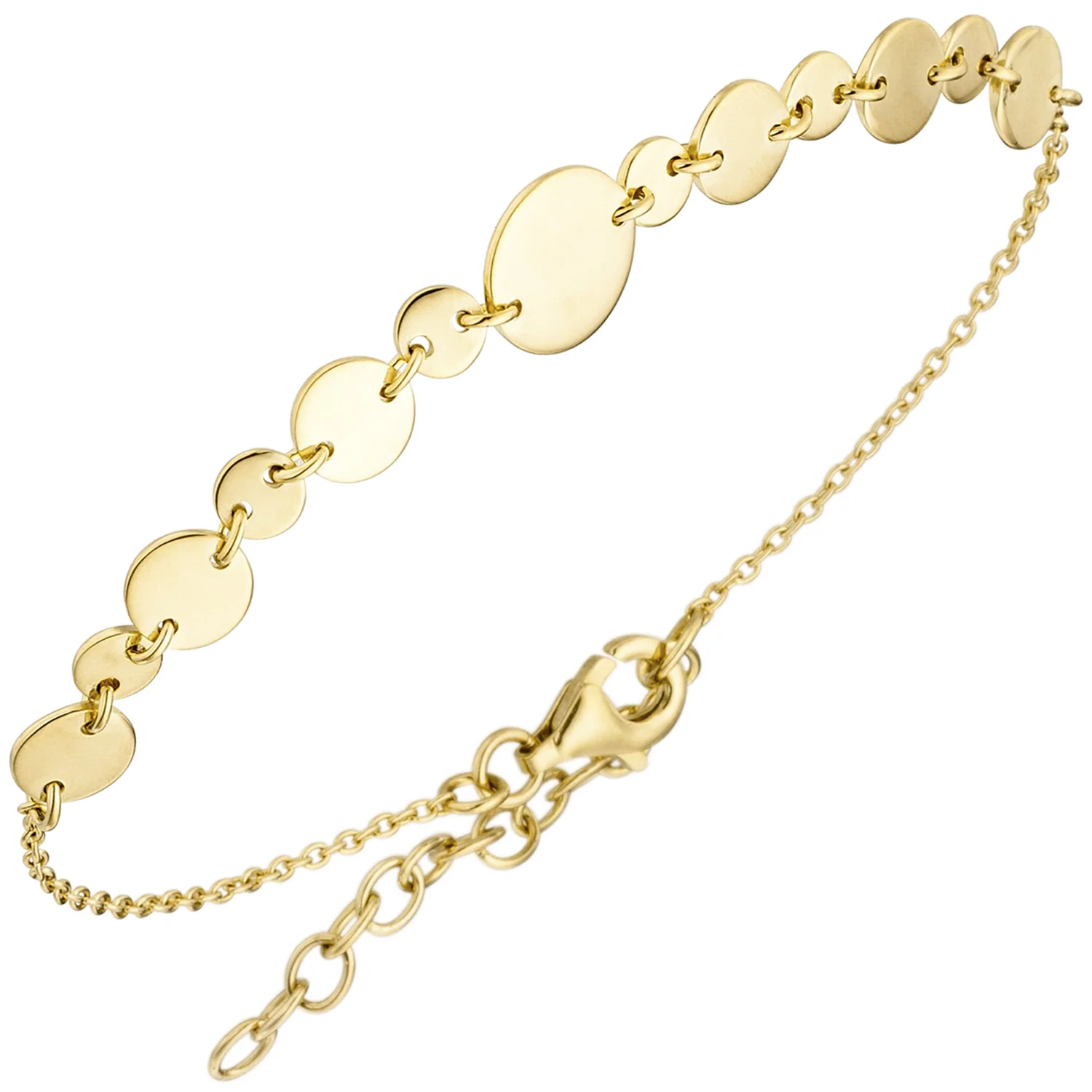 Armband mit Plättchen 925 Sterling Silber gold vergoldet 20 cm