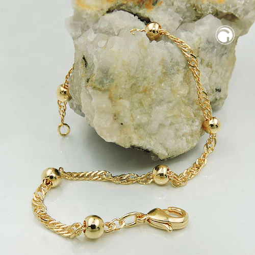 Armband Singapur 3mm mit Kugel 5mm vergoldet AMD 19cm