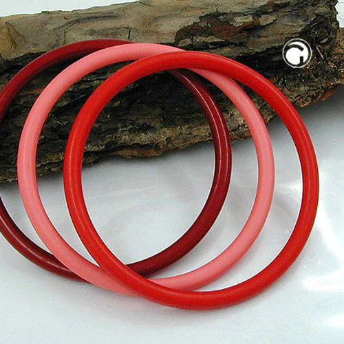 Armreifen 75x15mm Ringspiel mit 3 Kunststoffringen in unterschiedlichen rot-Farbtönen