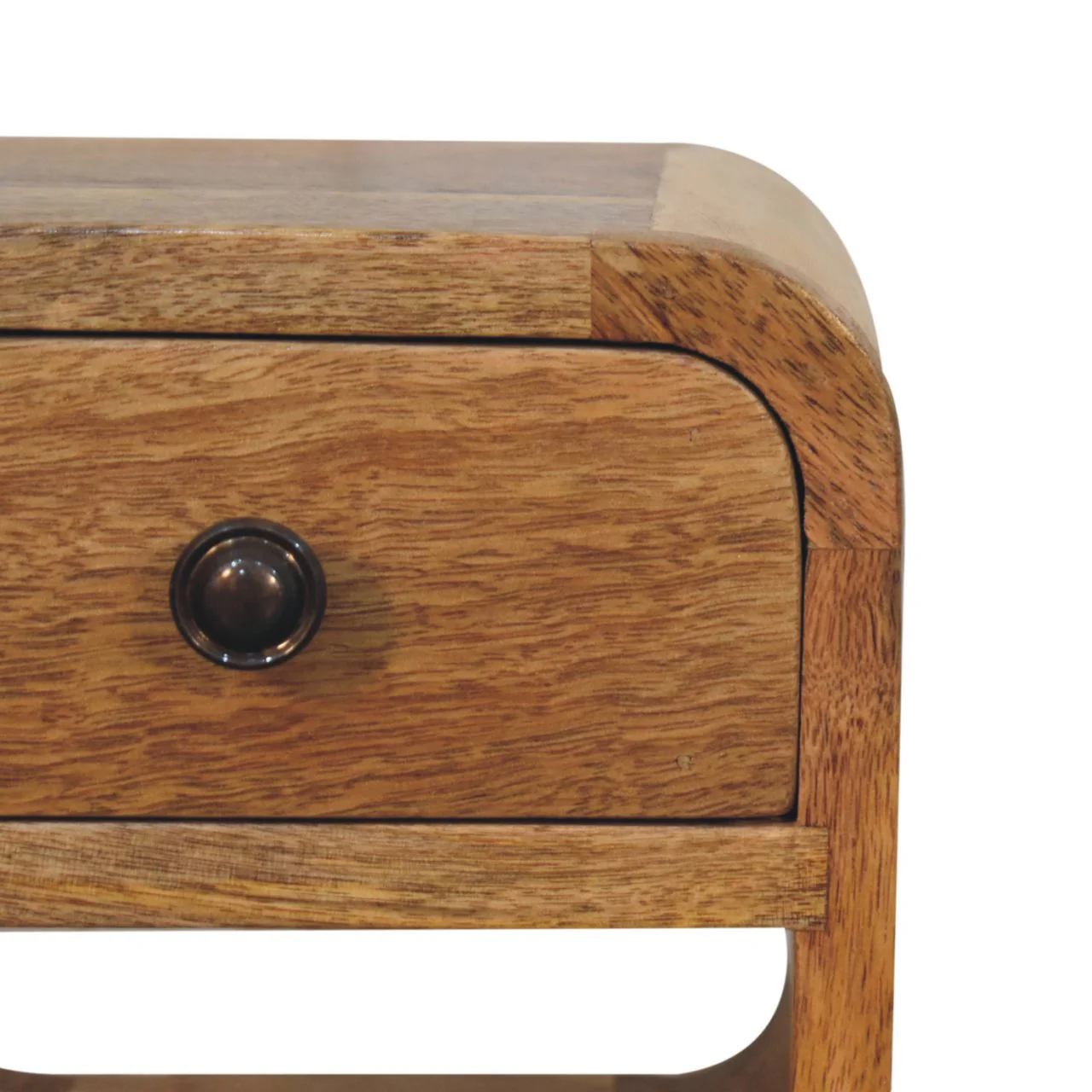 Artisan Furniture extra Mini eichenähnlicher gebogener unterer Nachttisch, 1 Schublade, 1 Regal - Image 7