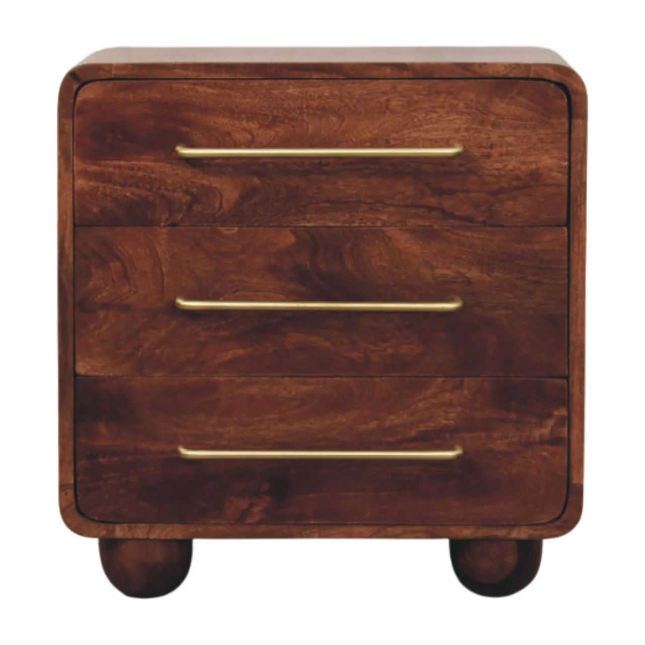 Artisan Furniture Massivholz 3-Schubladen runde Kommode, Braun