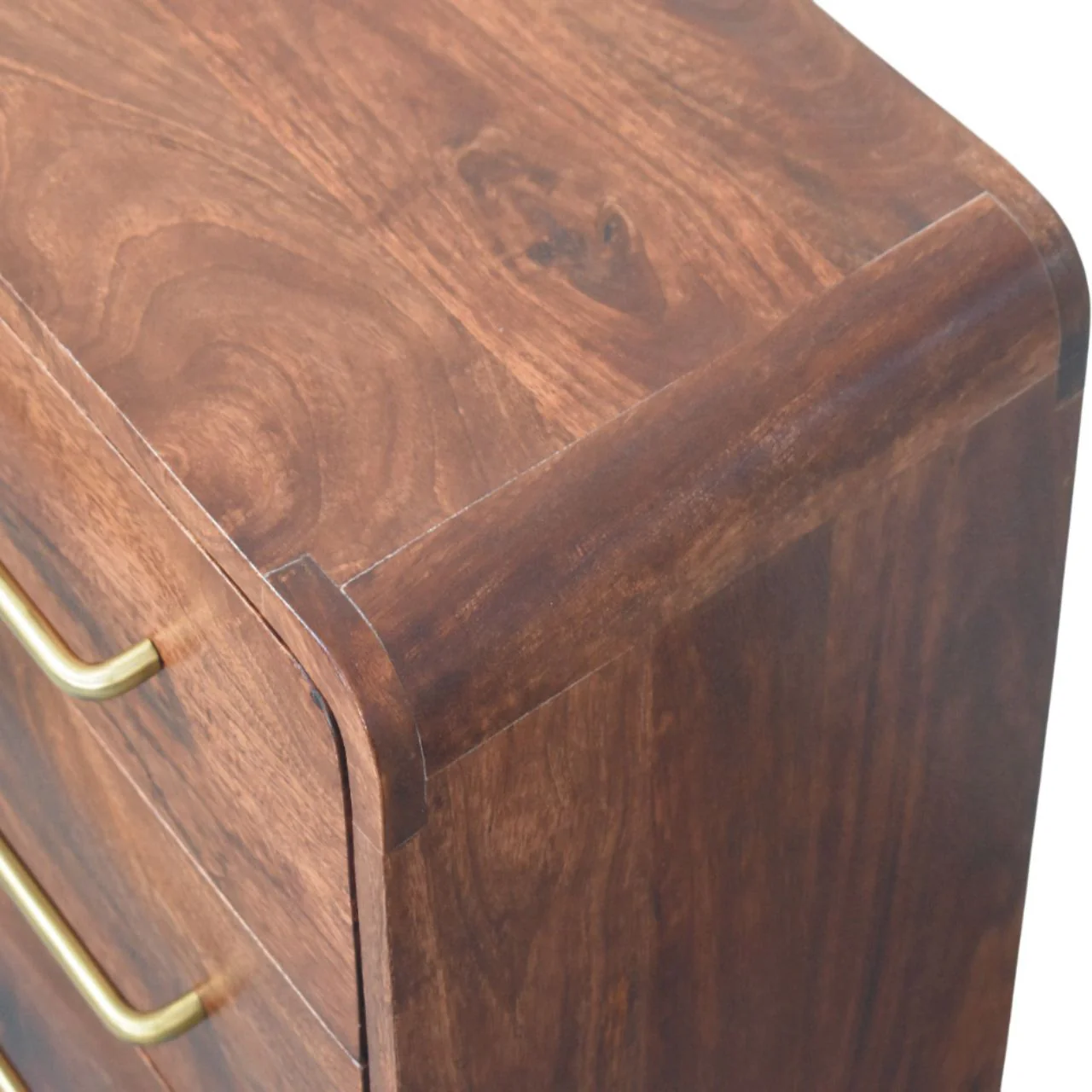 Artisan Furniture Massivholz 3-Schubladen runde Kommode, Braun - Image 6