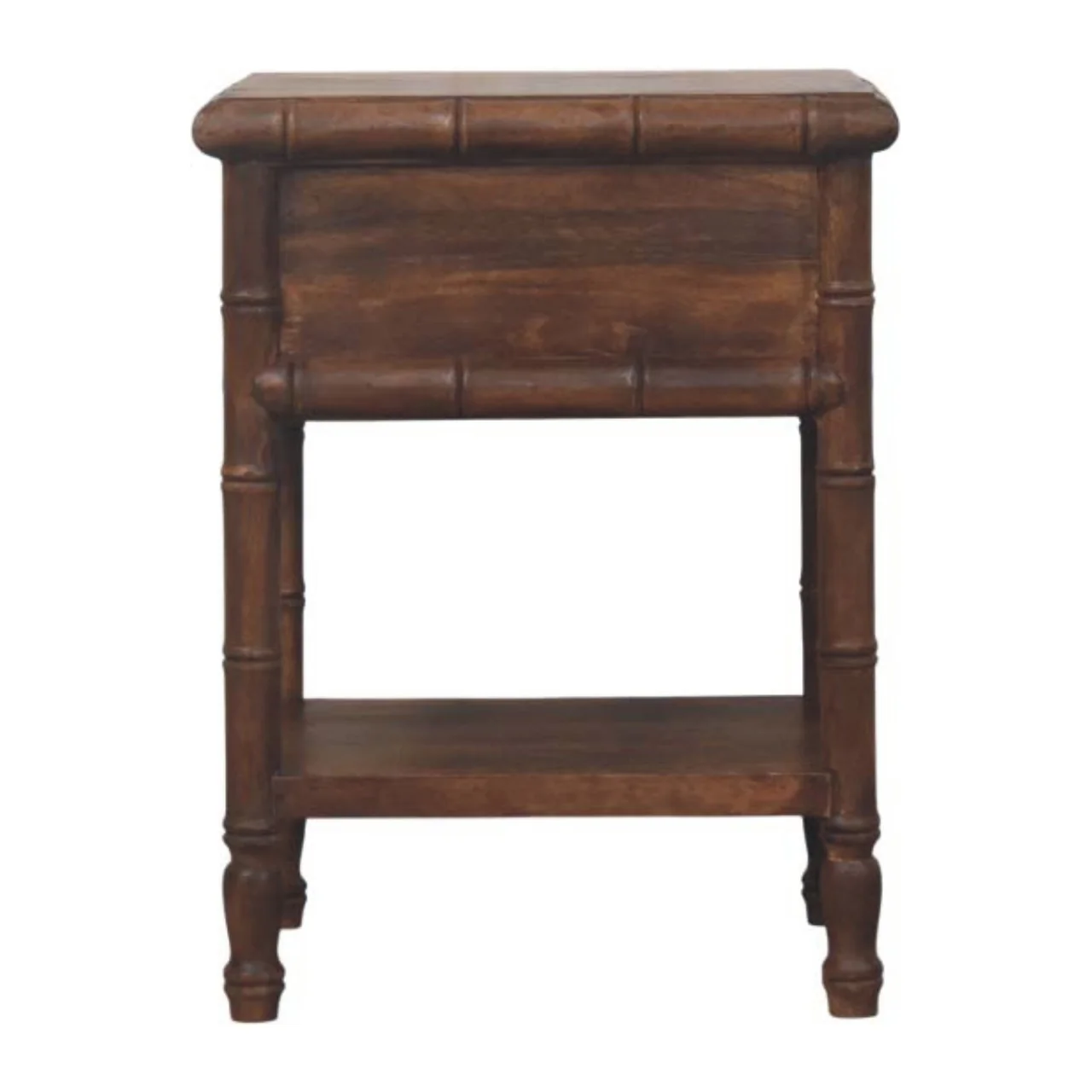 Artisan Furniture Massivholz Bambus geschnitzter Nachttisch, 1 Schublade, 1 Regal, Braun - Image 10