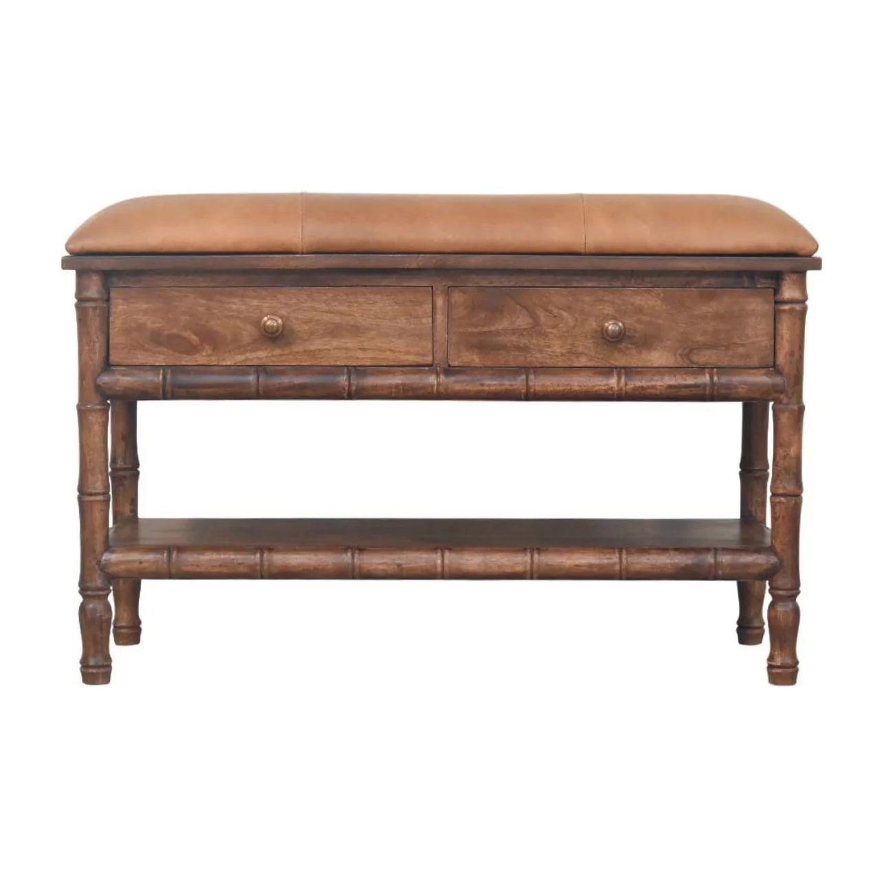 Artisan Furniture Massivholz Bambus geschnitztes Aufbewahrungsmöbel Braun