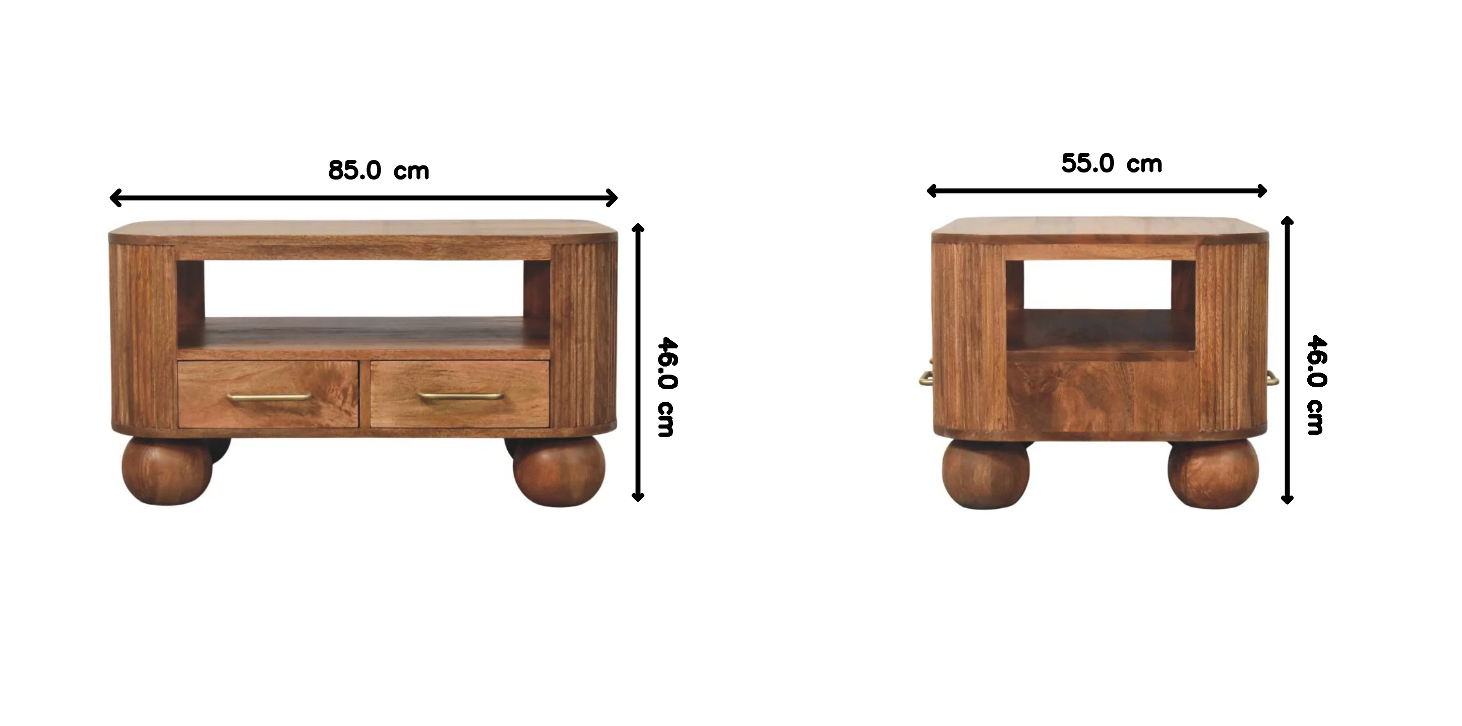 Artisan Furniture Massivholz Briarwood gerillter Couchtisch, 2 Schubladen, 1 Regal, Beige - Image 4
