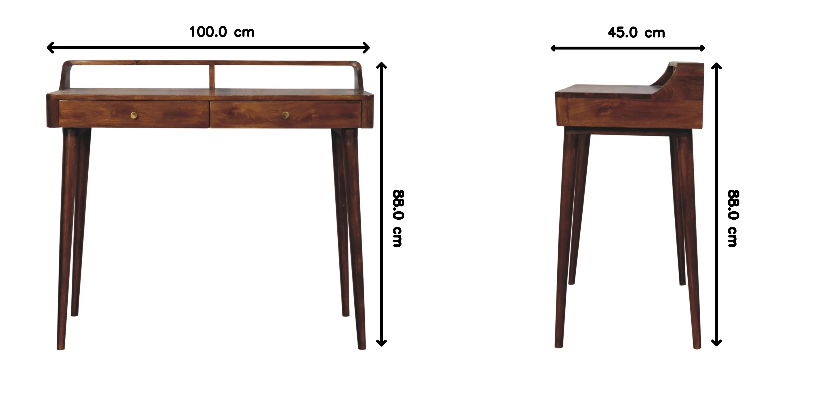 Artisan Furniture Massivholz erhöhter Kastanien-Konsolentisch, 2 Schubladen, Dunkelbraun - Image 3
