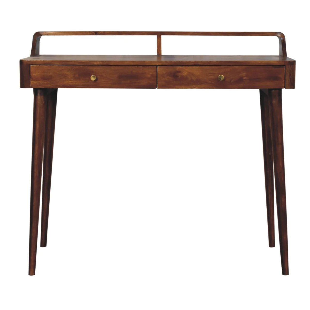 Artisan Furniture Massivholz erhöhter Kastanien-Konsolentisch, 2 Schubladen, Dunkelbraun - Image 5