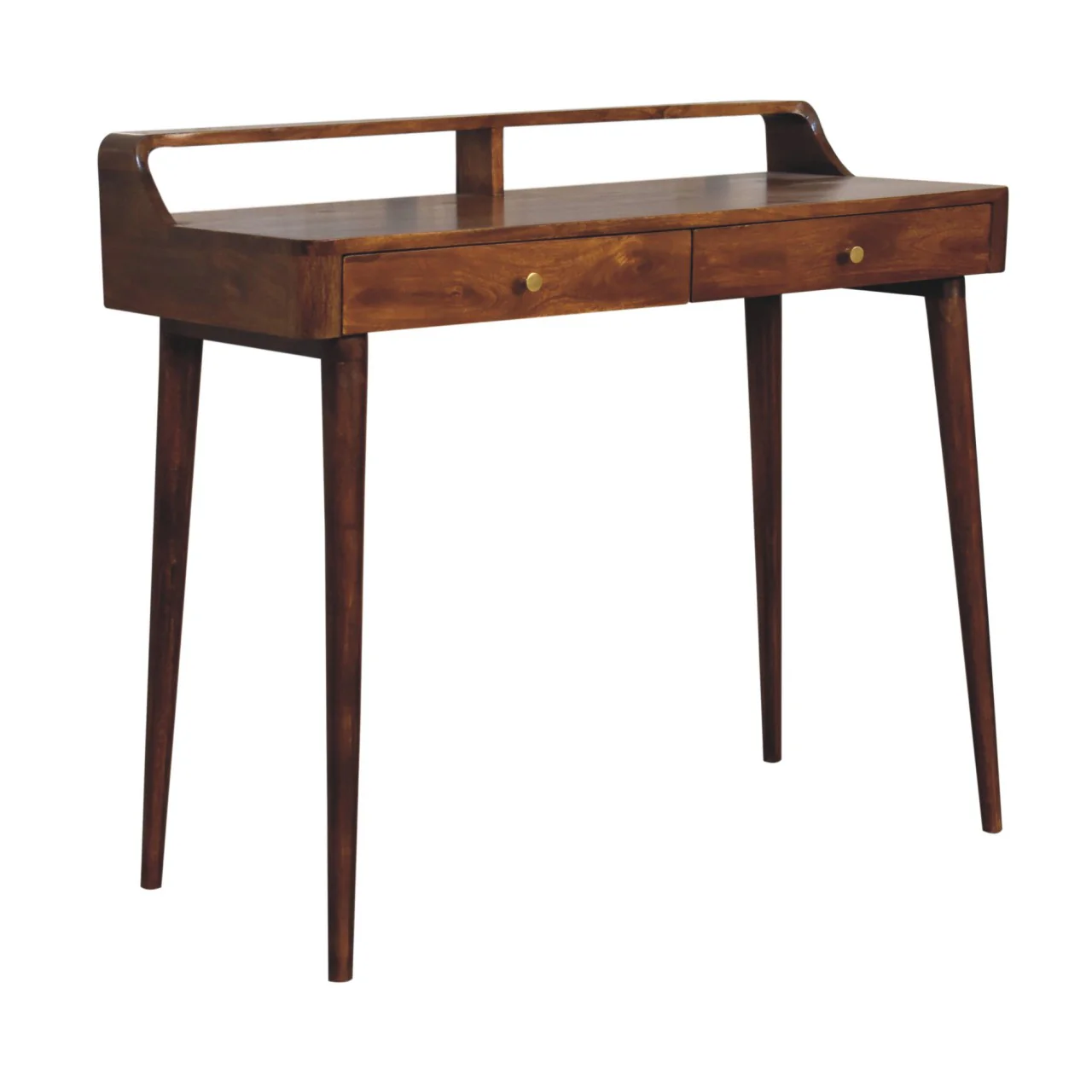 Artisan Furniture Massivholz erhöhter Kastanien-Konsolentisch, 2 Schubladen, Dunkelbraun - Image 7