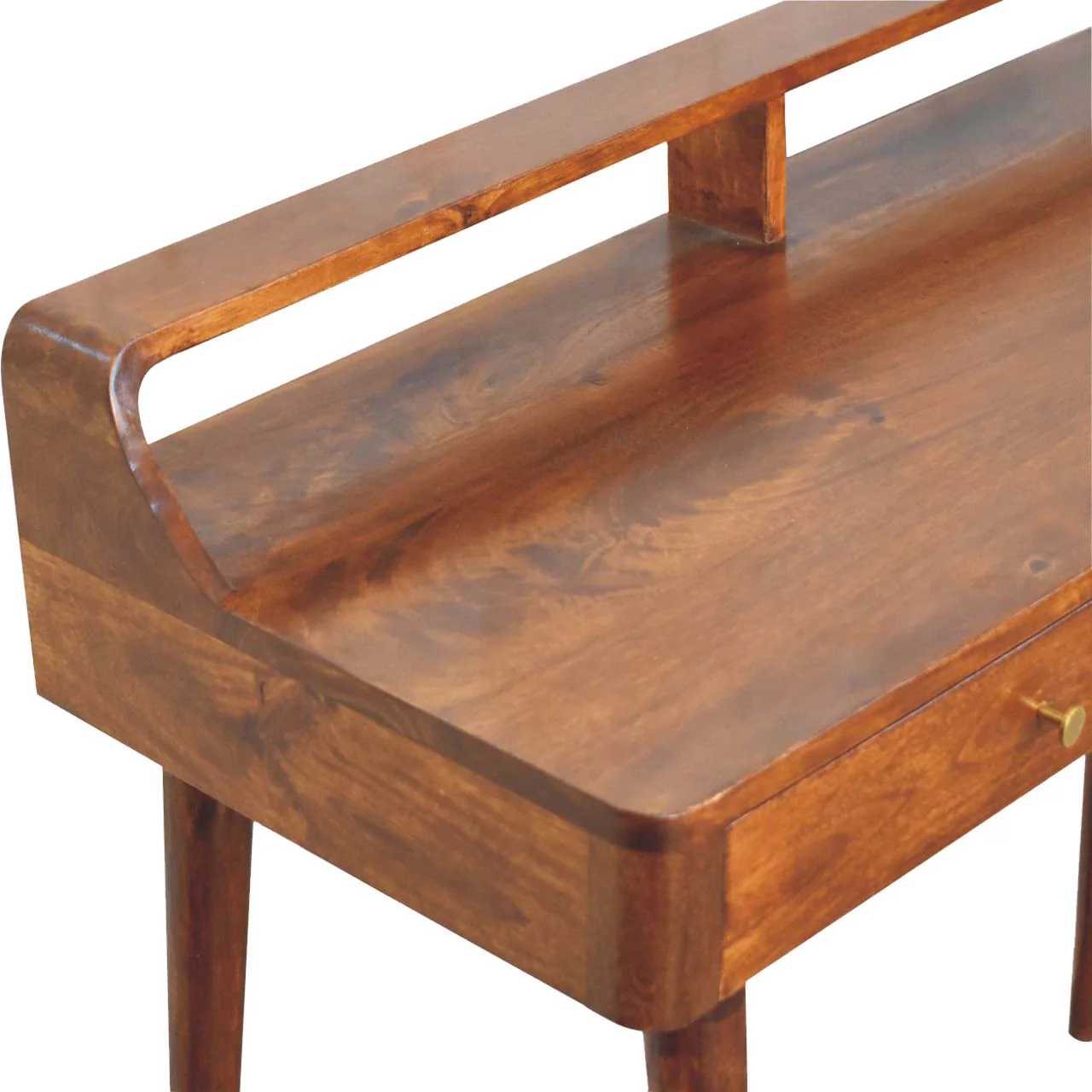 Artisan Furniture Massivholz erhöhter Kastanien-Konsolentisch, 2 Schubladen, Dunkelbraun - Image 9