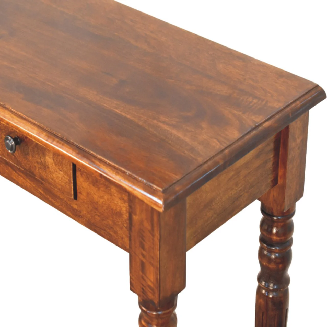 Artisan Furniture Massivholz gedrehte Beine 3-Schubladen Kastanien Konsole, Braun - Image 6