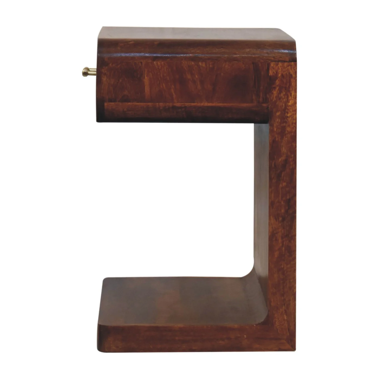 Artisan Furniture Massivholz Kastanien T-Bar runder Nachttisch, 1 Schublade, Braun - Image 10