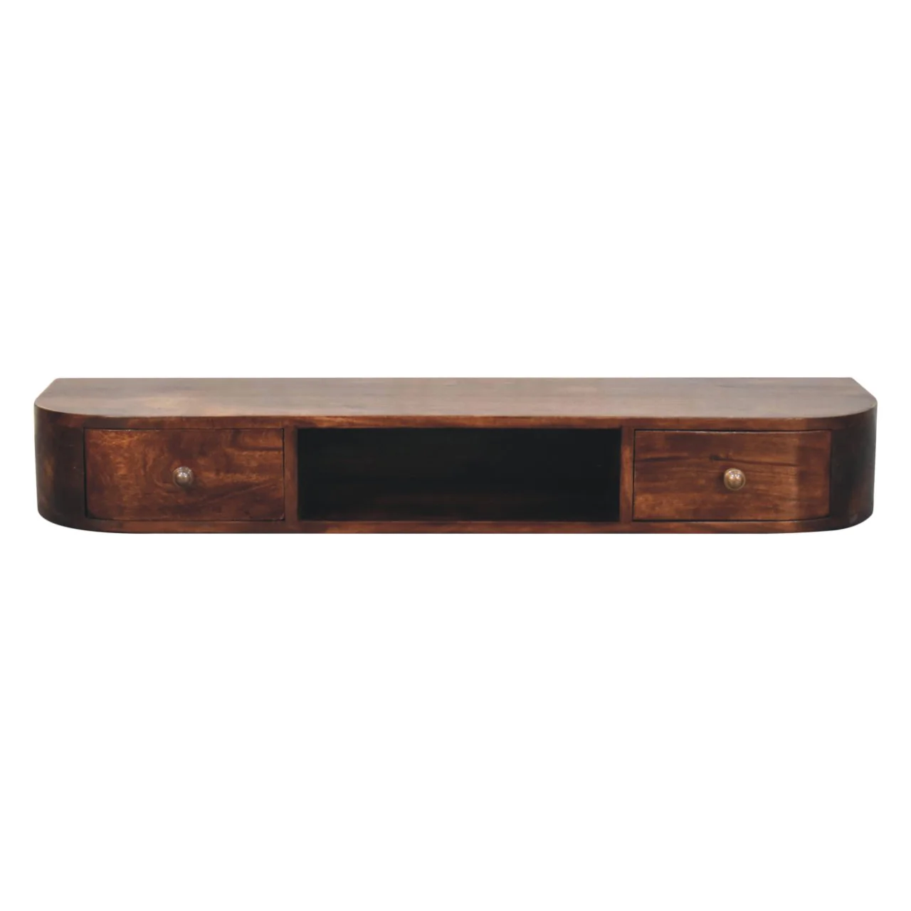 Artisan Furniture Massivholz Lunar 2 Schubladen Wandmontierte Konsole Kastanie Braun