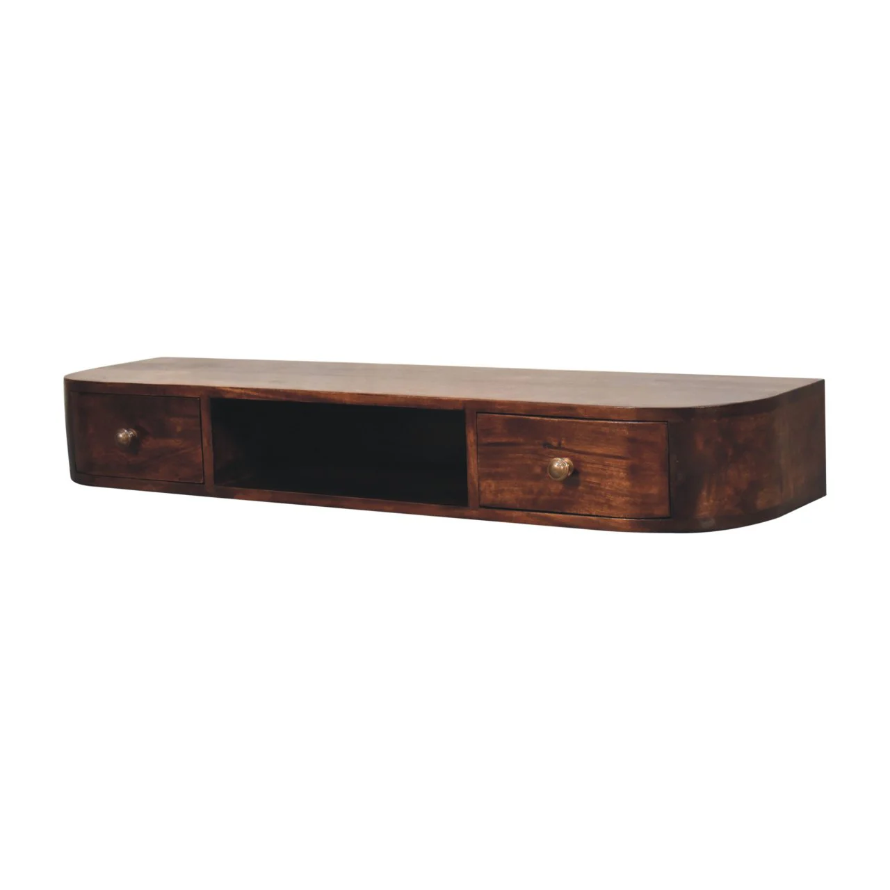 Artisan Furniture Massivholz Lunar 2 Schubladen Wandmontierte Konsole Kastanie Braun - Image 3