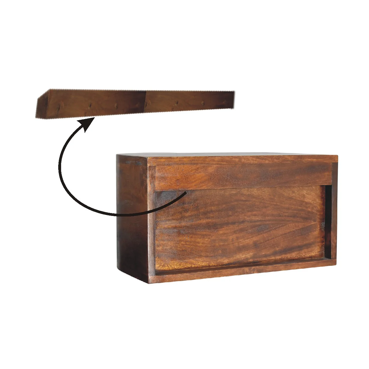 Artisan Furniture Massivholz Lunar Nachttisch mit 2 schwebenden Schubladen, Braun - Image 10